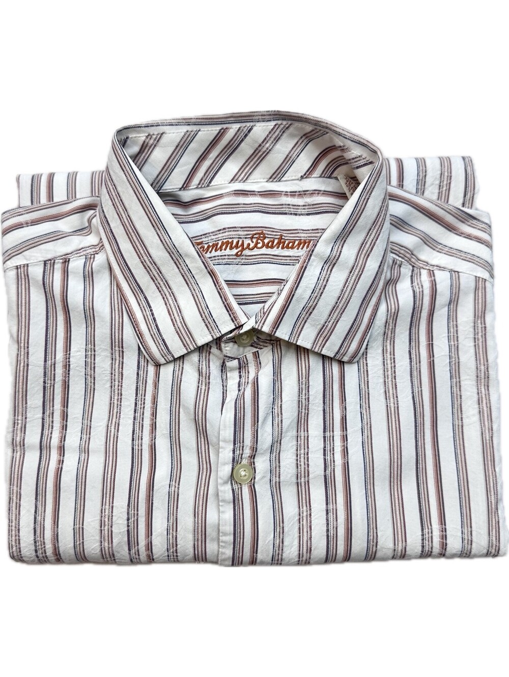 Tommy Bahama Mens Large Cotton Silk Striped Long Sleeve Button Up Shirt Large